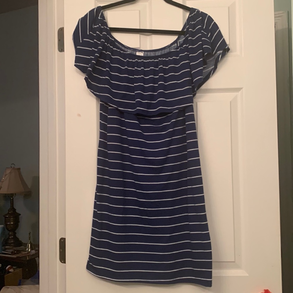 Navy blue striped sundress.. large